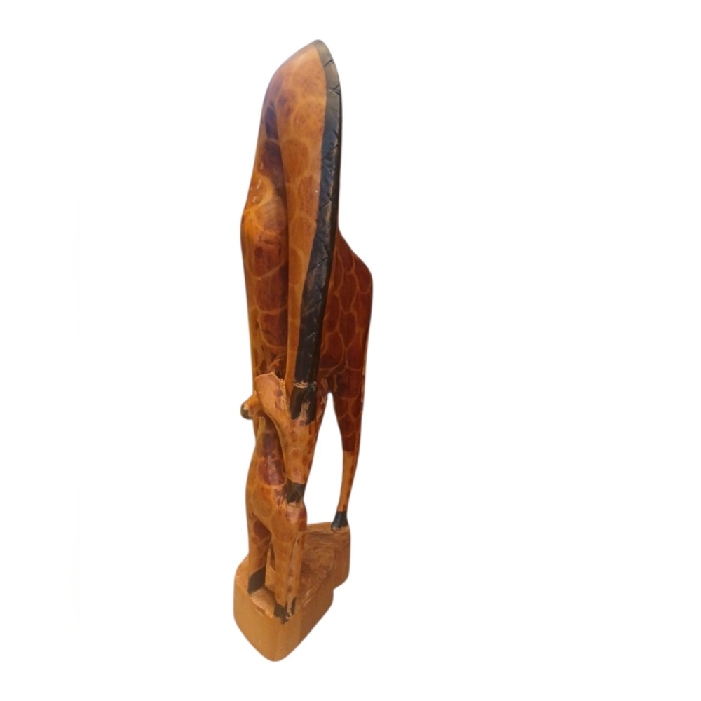 Handcrafted Wooden Giraffe Sculpture - Picture 5 of 8